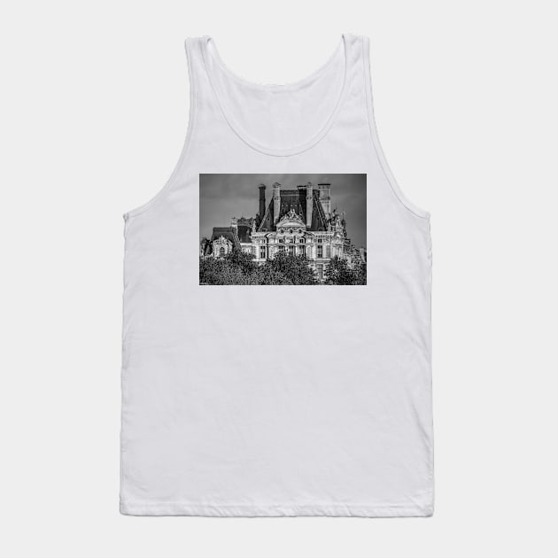 Sun Setting Over The Louvre - Monochrome Tank Top by PrinceJohn